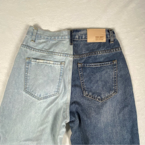 Blue Savvy Denim Y2K Womens Two Tone Blue Hi Rise Jeans Size 5/27 - Picture 5 of 12